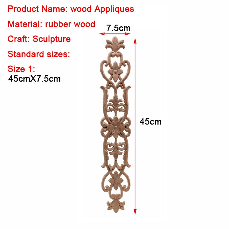 VZLX Ongeverfd Hout Eiken Golf Bloem Onlay Decal Hoek Applique voor Meubelen Decor Decoratieve Hout Gesneden Lange Applique: 45cmX7.5cm