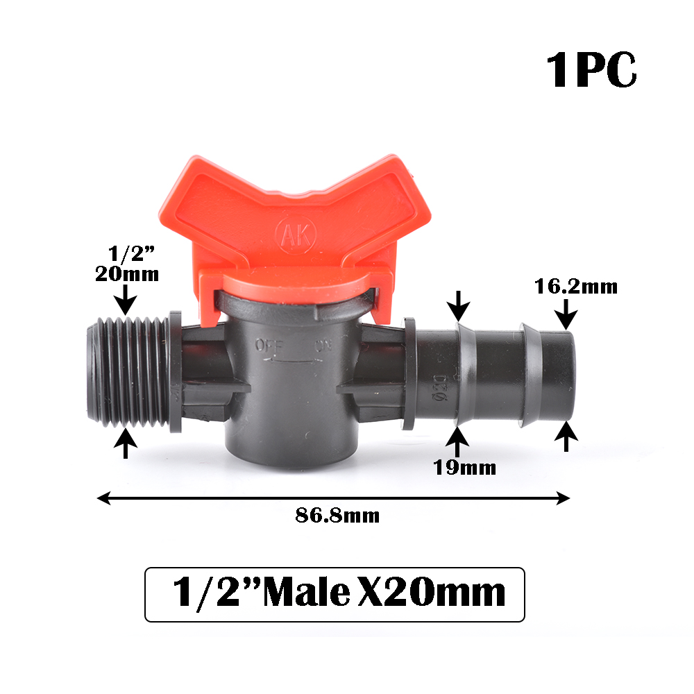 Miniature Plastic Shut Off Coupling Valve Connectors for 4/7 8/11 10/16/20/25mm Hose Garden Water Irrigation Pipe Adaptor Barb: O