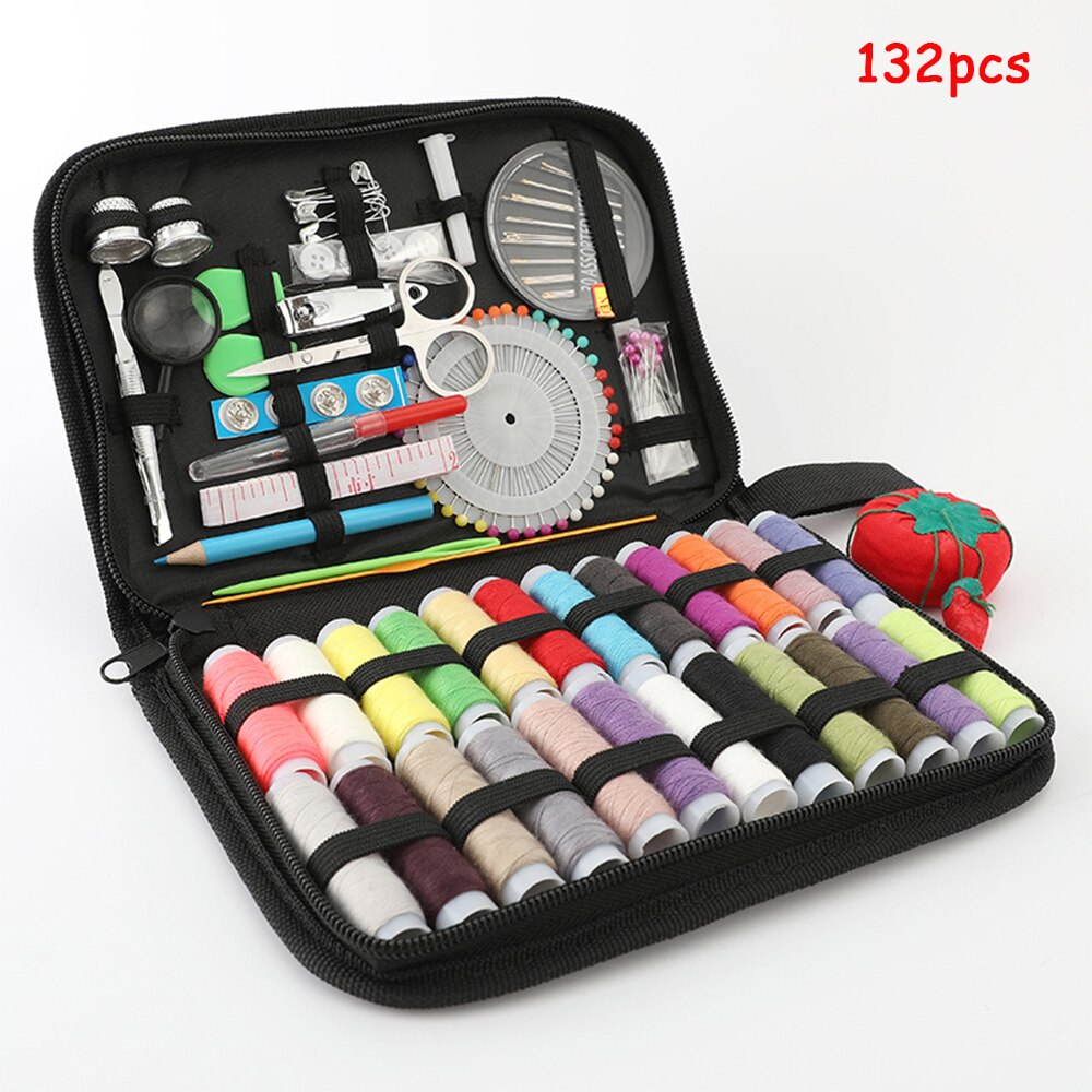 INNE Sewing Accessories Seam Needlework Stitch Tools Supplies Knitting Needles Scissors Kit Material Instruments Box Embroidery: 132PCS