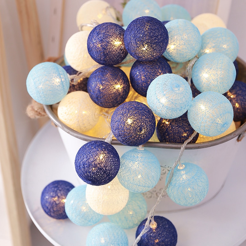 Guirlande string lys 20 led bomuld kugle fe belysnings strenge til julefest bryllup romantiske dekorationer lys