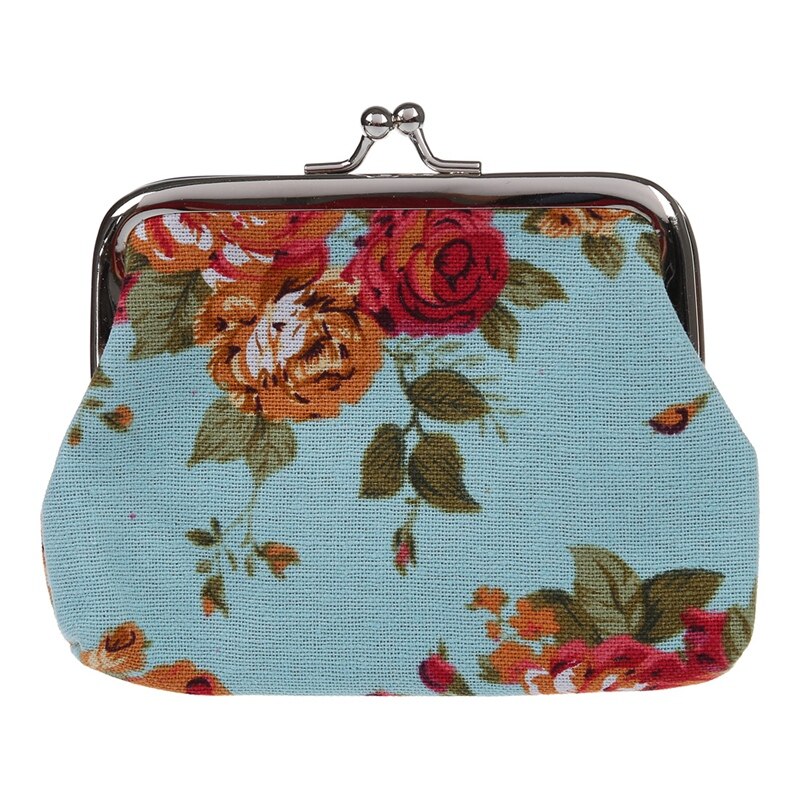 2 Pcs Canvas Hasp Purse Key Coin Wallet Bag(Blue) & (Black)