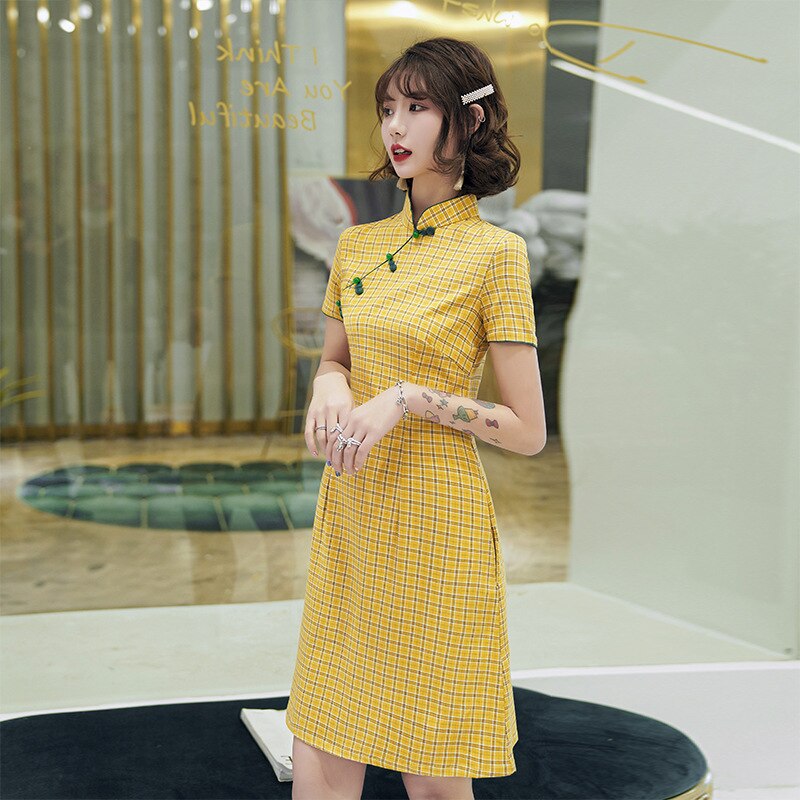 Ropa China de seda para mujer, Cheongsam de estilo chino, vestido tradicional diario, Qipao de seda satinada