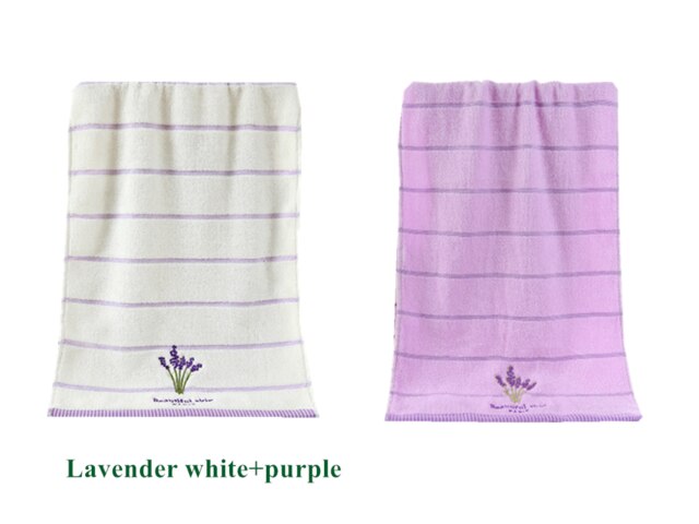2pcs 34*73cm Bath Towels Super Soft Striped Embroidery Cotton for Adults Shower Home Face Hand Clean Bathroom Travel Towel: set 5