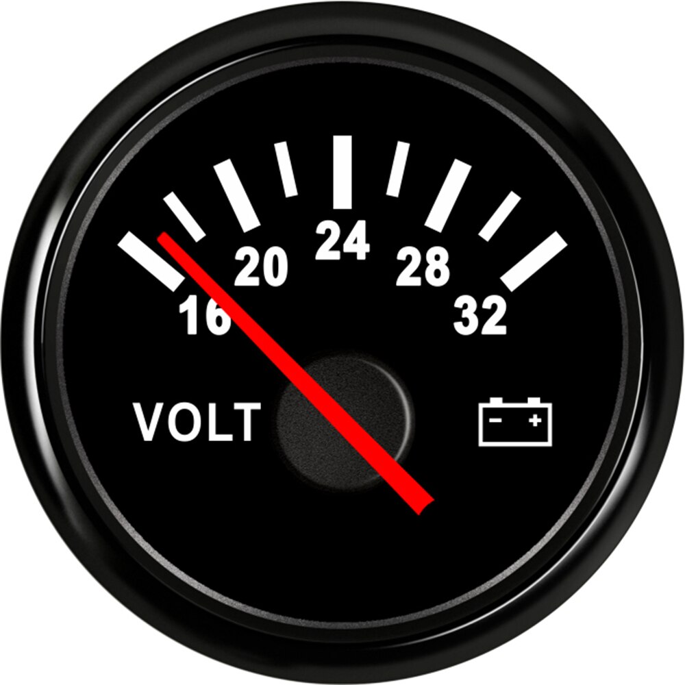52mm volt meter mätare 8-16 volt 16-32v båt marin voltmeter auto reservdelar mätare motorcykel röd bakgrundsbelysning vattentät: Svart -16-32v