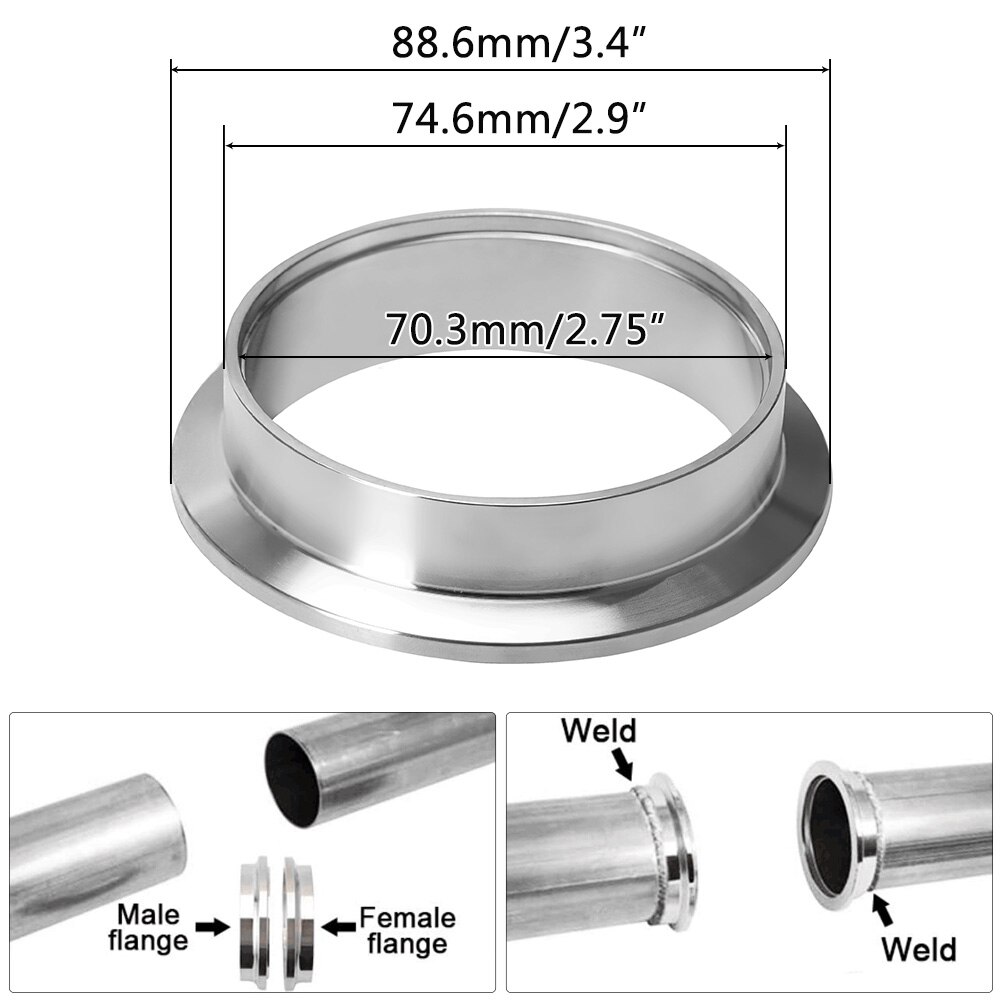 Ace Race Parts 22035 1.750 V-Band Flange Male 304 Stainless - Fits Standard V-Band Clamp main image 0