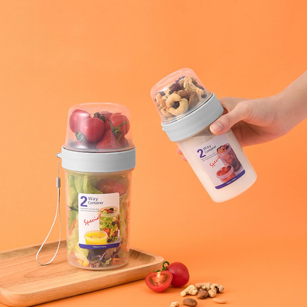 Eco-friendly Storage Jar Airtight Dual Layer PP Multi-use 5 Sizes Refrigerator Storage Keeping Fresh Food Container for Home