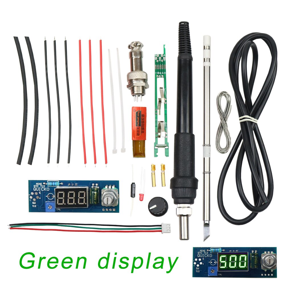 Elektrisk enhed digital loddejern station temperaturregulator kits til hakko  t12 håndtag diy kits m / led vibrationsafbryder: Grønt display kit
