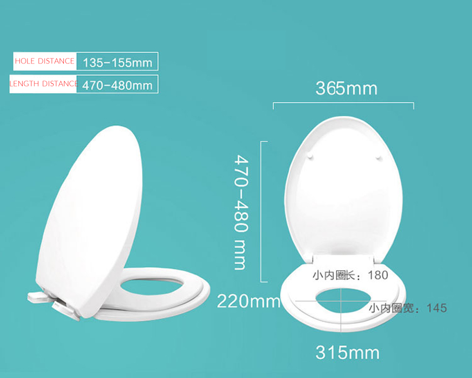 Replacement Slow-Close Toilet Seat Lid Set White Household Antibacterial Quick Release Bathroom Toilet Seats Cover Plate