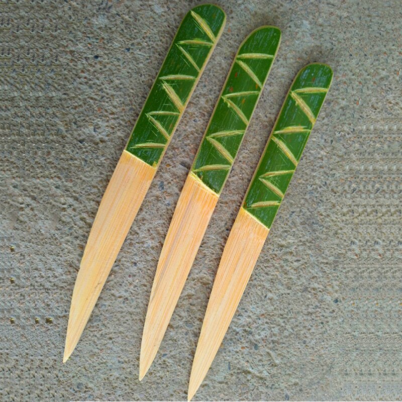 AIRCHR Natuurlijke Bamboe Mes 20cm Taart Kaas Maancake Tricholoma Matsutake Mes Bamboe Keuken Tool 10 stks/partij