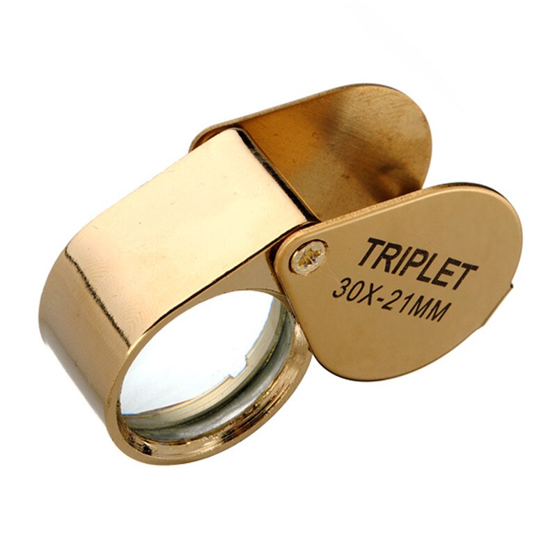 30x 30x21mm Magnifier Jewelers Gold Eye Tool Jewellery Folding Loupe Glass Lens Magnifying Triplet Glass Jewelry Diamond
