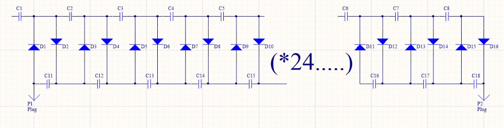 DYKB Voltage Doubler Rectifying circuit board 24 Times Rectifier 60000V High Voltage Multiplier electrostatic generator