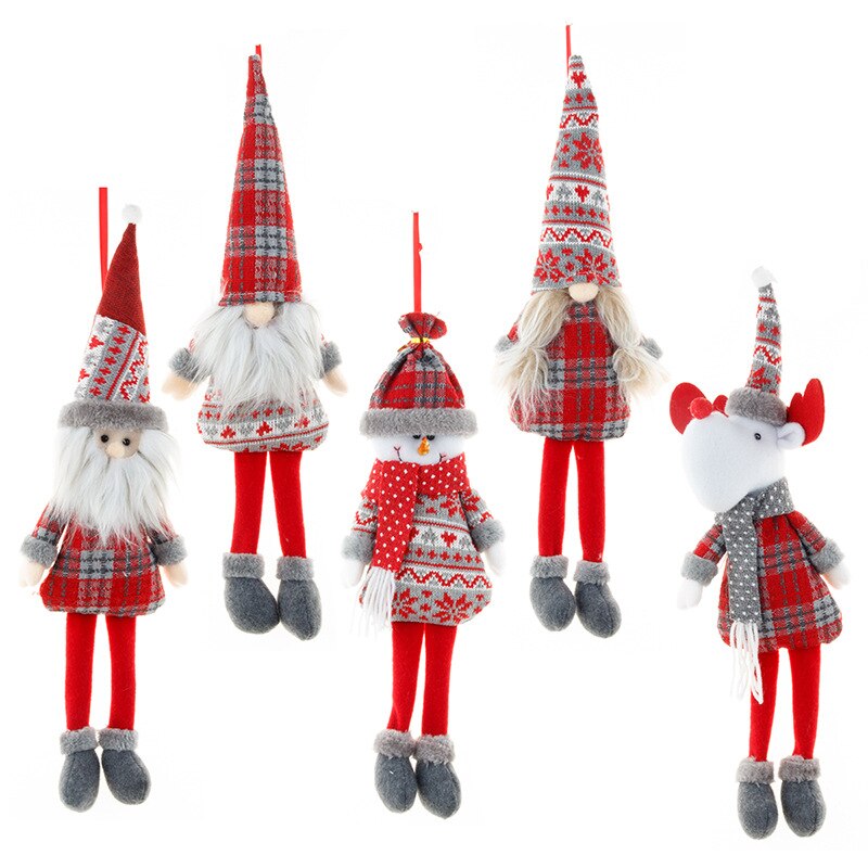 5 stk sød juledekoration sidder langt ben uden ansigt alf dukke dekorationer til hjemmet år til børn jul legetøj: 5 stk