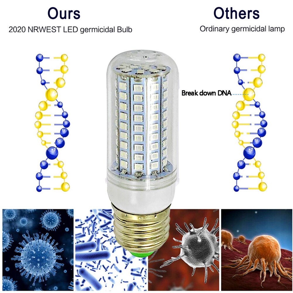 Germicide E27 LED UV lampe UVC désinfection stérilisateur lumière maïs LED UV germicide désinfection Protection ampoule pour la maison
