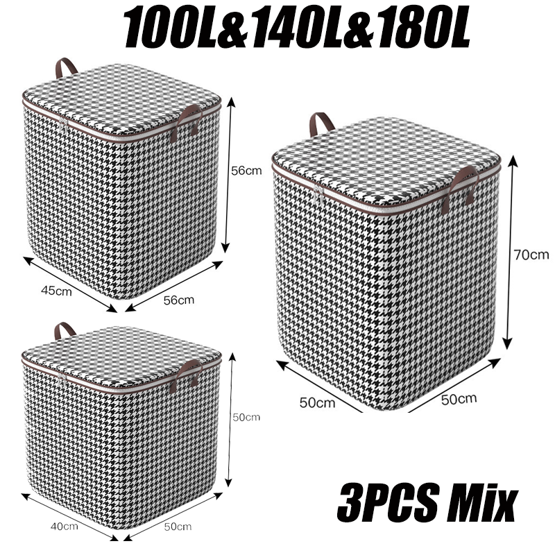 Quilt Storage Box Dustproof Organizers Non-Woven Wardrobe Space Saving Bag House-Moving Bedding Box Travel Storage Organization: light yellow