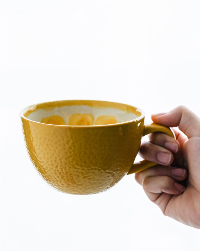 Happy Ceramic Orange Lemon Mug Cup Fruit Water Juice Coffee Mug Milk Cup Kitchen Tool for Kid