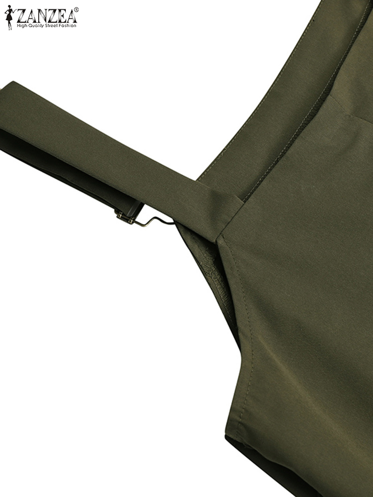 ZANZEA – Robe d'été élégante pour femmes, salopette à bretelles solides, col carré, boucle, 2023