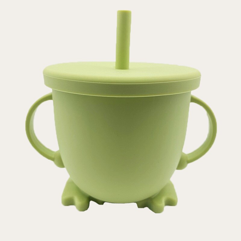 1PC Baby Silicone Snack Cup Baby Double Handle Silicone Feeding Bowl Spill-Proof Biscuits Container Box Snacks Storage Box: SFUG16