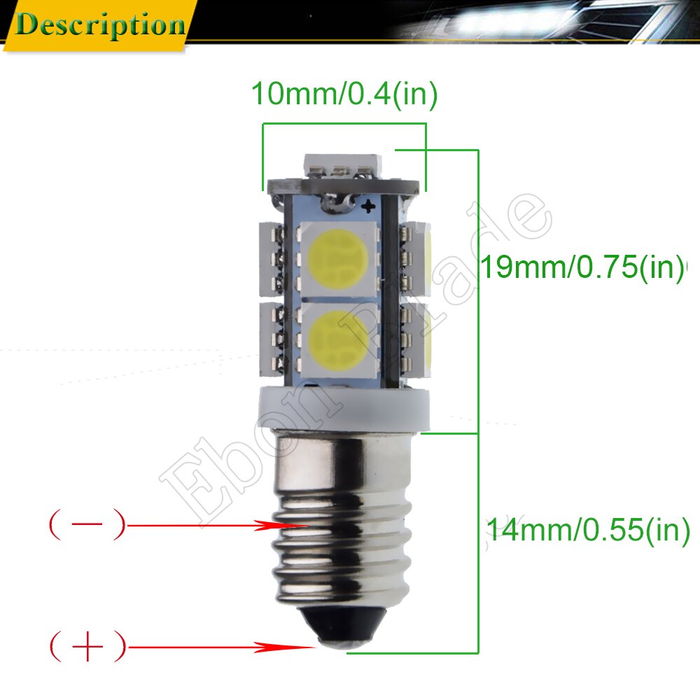 Pair E10 Screw LED Bulbs For Focus Flashlight Replacement Bulb 3V 6V 12V 24V DC 1447 Torch Work Light Lamp 9SMD 5050 Warm/White