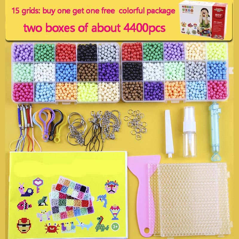 DIY Water Mist Magic Beads Toys For Children Animal Molds Hand Making Puzzle Kids Educational Toys Spell Replenish Beans: 4400pcs (have box)