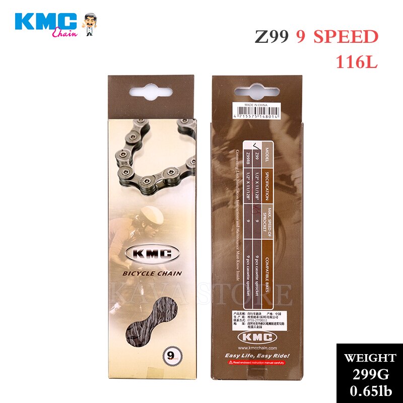 KMC Bicycle 9 Speed Chain X9SL X9 Z9 Z99 MTB Road Bike Chains 116 Links with Magic Buckle 9V Chain for Shimano SRAM Crankset: Z99 116L