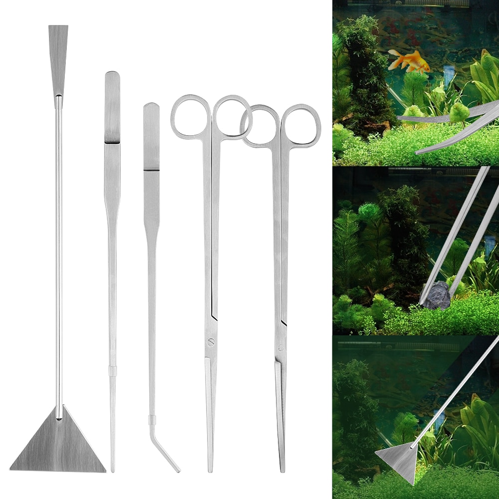 Aquarium Cleaning Tools Landscaping Tool Kits For Fish Tank Water Plants Stainless Steel Aquatic Plants Scissors Tweezers Set
