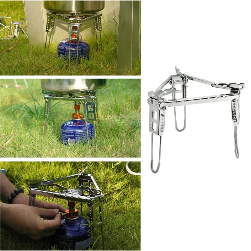 Foldable Triangle Stand Furnace Bracket Gas Stove Heat Resistance Collapsible Burner Stove Stand for Camping Cooking
