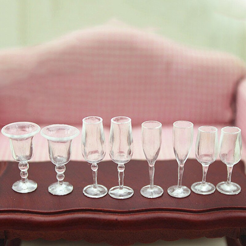 4 Uds 1/12 Mini taza transparente de resina simulación de muebles modelo juguetes para decoración de casa de muñecas accesorios en miniatura