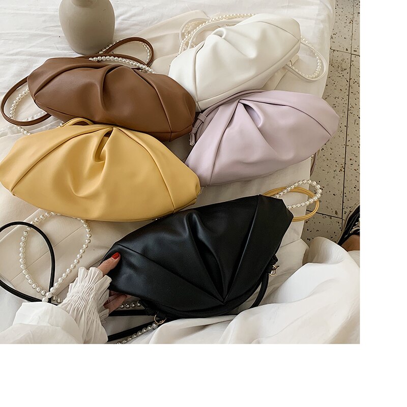 Cloud Bag Shoulder Handbags Female Travel Cross Body Bag Pearl Small PU Leather Crossbody Bags For Women