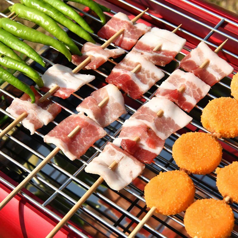 50 Pcs Bbq Spiesjes Sticks Fruit Chocolade Fontein Stok Party Buffet Eten Wegwerp Wood Sticks Roosteren Bbq Accessoires