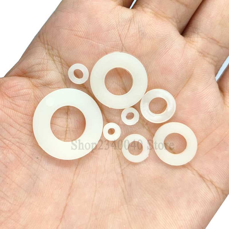 550pcs Nylon Flat Washer Set m2 m2.5 m3 m4 m5 m6 m8 m10 Gasket Set Plain White Washer Flat Pad Assortment Kit Ring