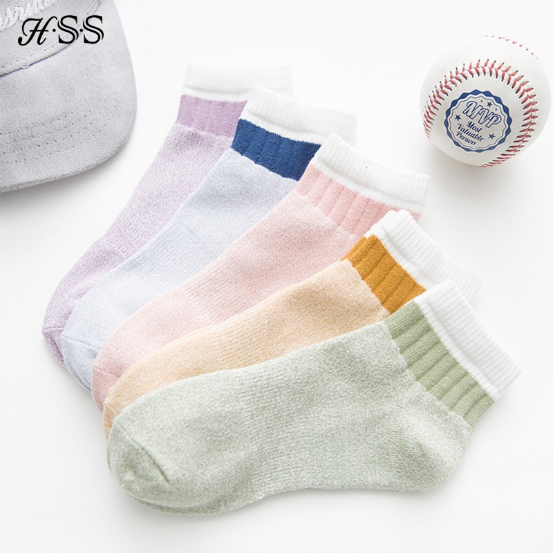 HSS Brand Women Cotton Striped Socks Pink Green Short Socks Spring Summer Breathable For Woman sock hosiery female