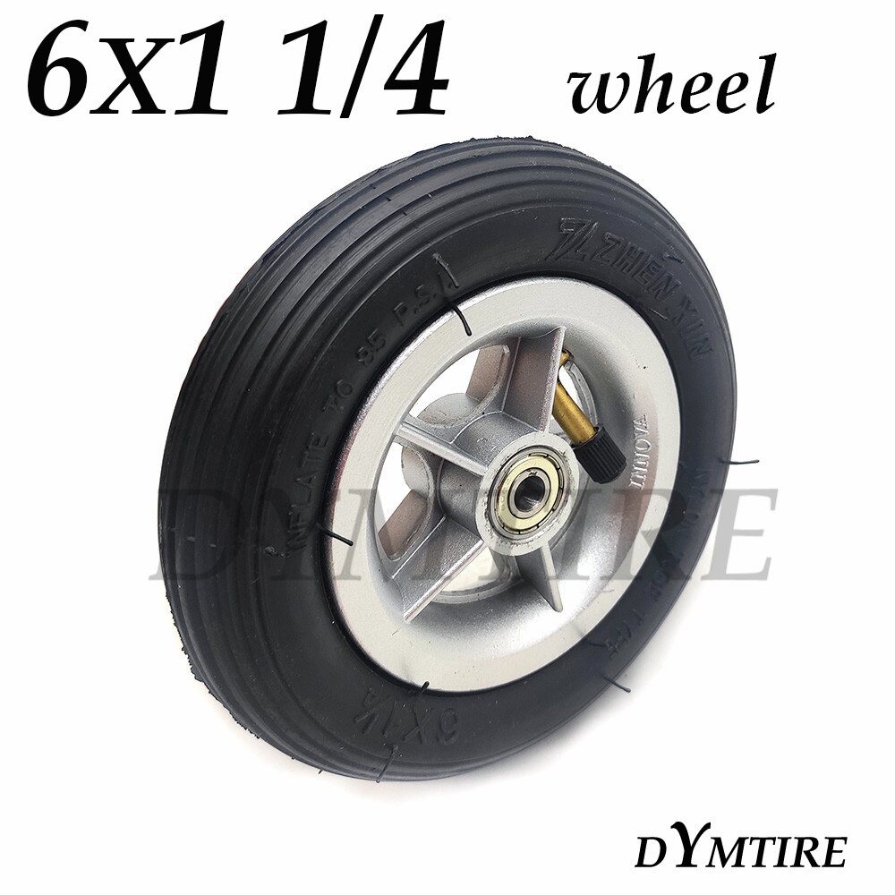 6x1 1/4 Wheel 6 Inch Pneumatic Tire Inner Tube with Aluminum Rim for Gas Electric Scooters Folding E-Bike