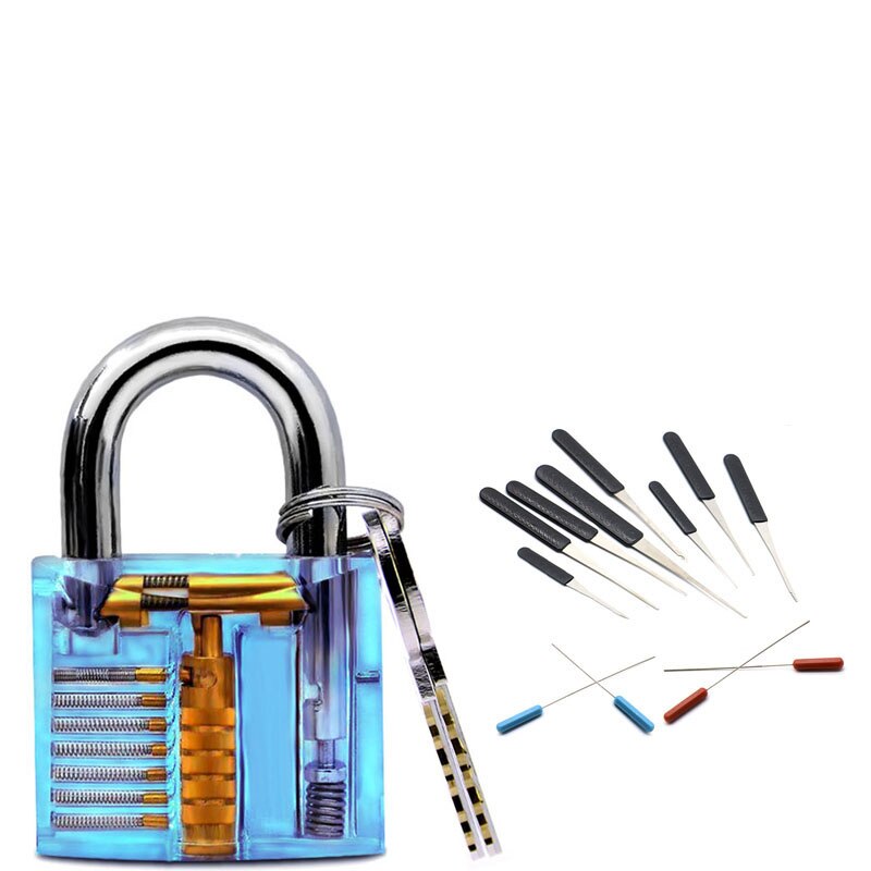 Locksmith Tool Transparent Visible Plunge Practice Padlock Lock with Broken Key Delete Hook Lock Extract Settings: 12.502