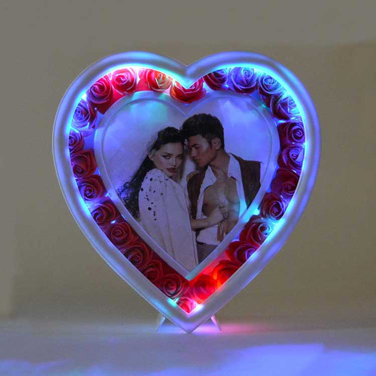 Red Rose Led Light Heart Photo Frame