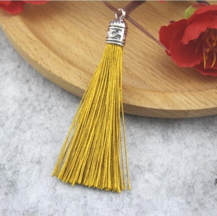 Rideau de bijoux avec pompon en argent, 10 pièces, accessoires de décoration pour vêtements, porte-clés, sac de téléphone portable, franges, garniture, sangles suspendues: Dark Yellow
