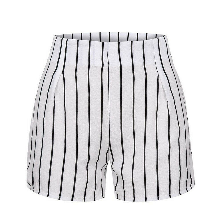 Kvinder sommerbukser stilfulde løse shorts lynlås strand høj talje korte bukser: Xl / Hvid