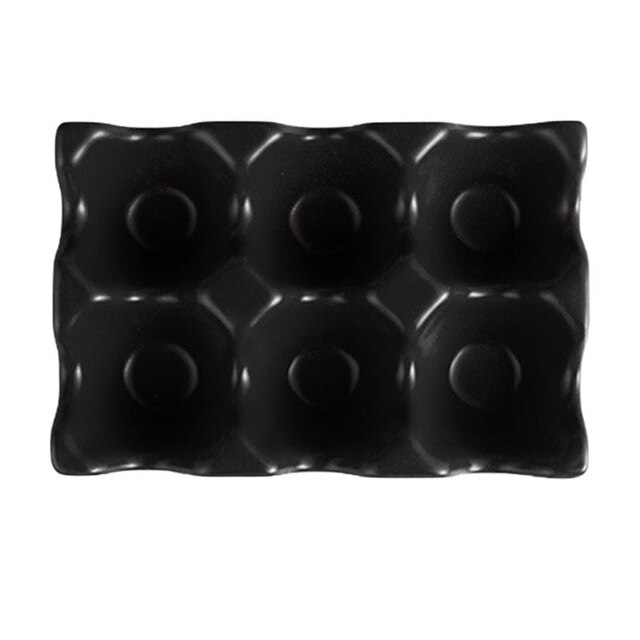 Porte-œufs en céramique 6 grilles, boîte à œufs antidérapante plateau à œufs antichoc pour réfrigérateur porte-boîte de rangement Organization du stockage à domicile: Black