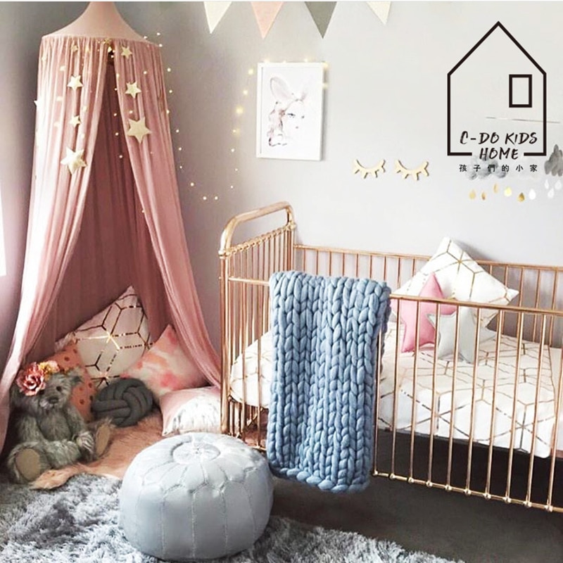 240cm Height Natural Cotton Kids Play Tent Mosquito Net Bedroom Decor Children Room Decoration Playing Tents Indoor Round Top