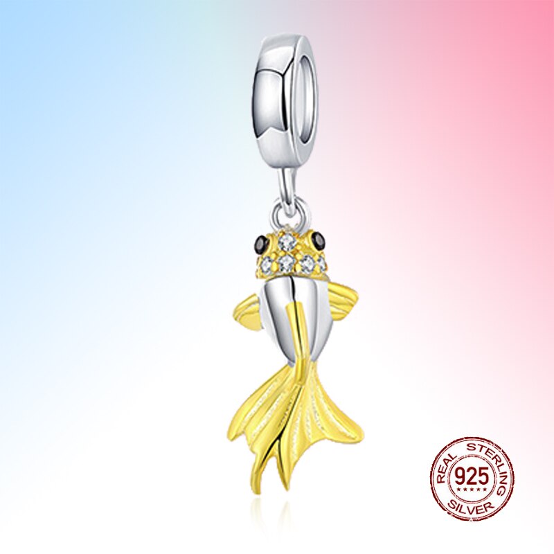 muszla delfin flaming karp placki krab jednorożec urok bijoux emaliowane koraliki 925 srebro oryginalny patelnia bransoletka dama DIY biżuteria: WT0719