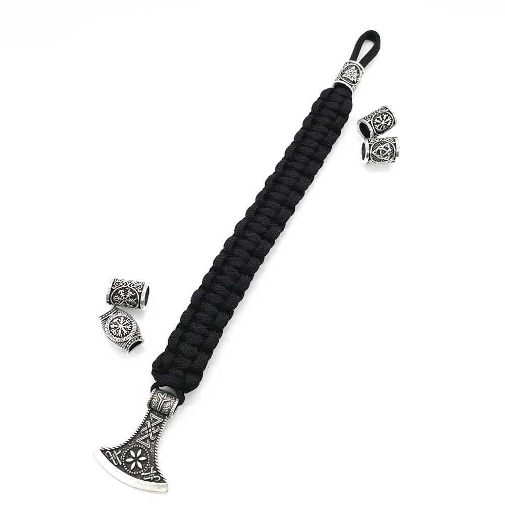 Viking Axe Met Algiz Runic Rune Amulet Sieraden Paracord Viking Armband Mannen Vrouwen Diy Kraal Accessoires