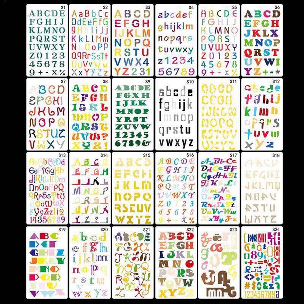 24 Stks/set Alfabet Letters Tekening Sjabloon Stencil Schilderen Embossing Plakboek