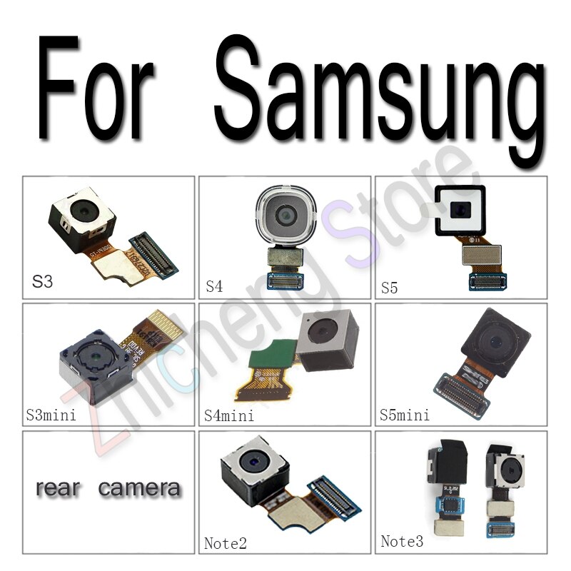 Voor Samsung Galaxy Note 2 3 S3 S4 S5 Mini achter Terug Camera Mobiele Telefoon Flex Kabels Vervanging Belangrijkste Camera flex