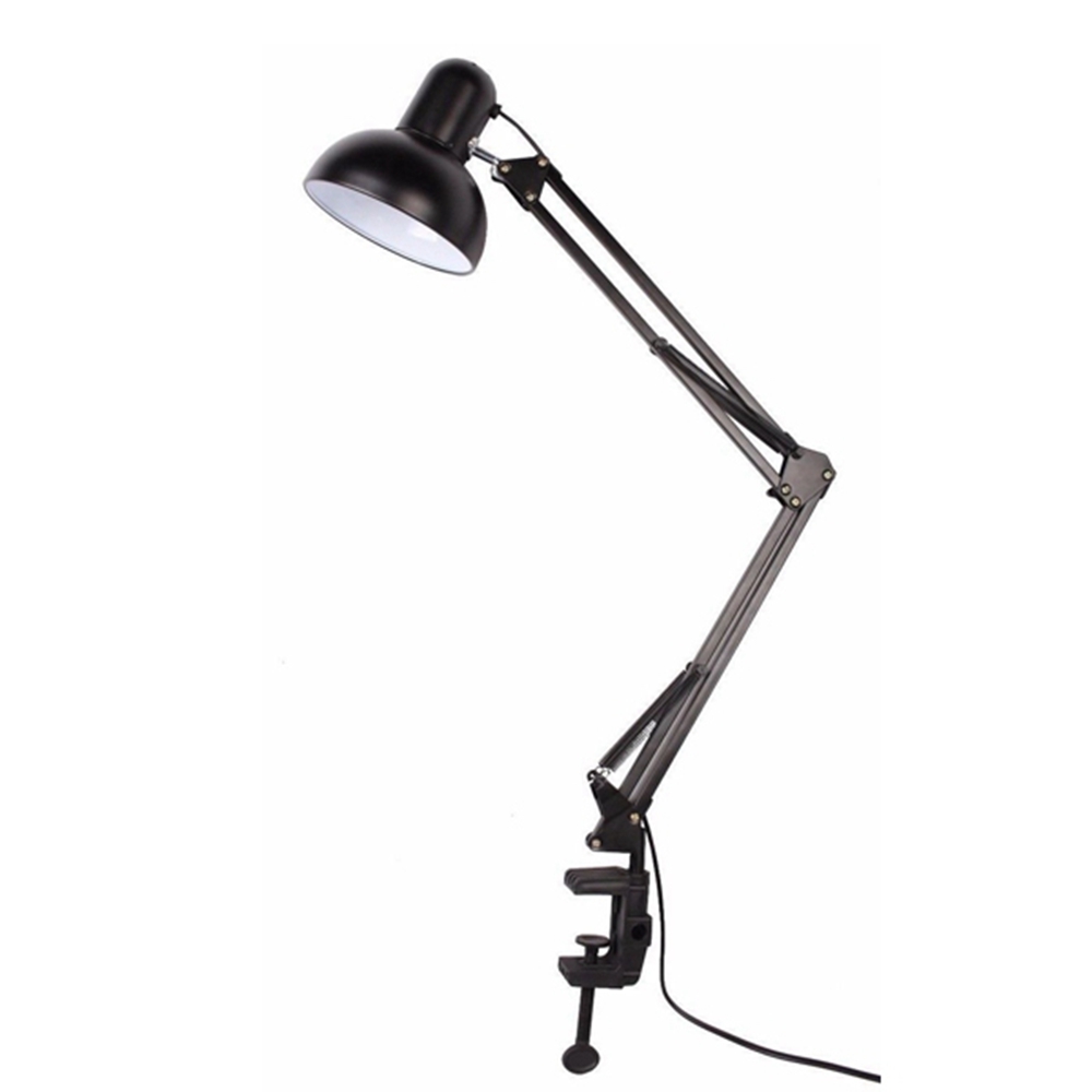 Flexibele Swing Arm Clamp Mount Lamp Kantoor Studio Home E27/E26 Tafel Zwart Bureaulamp AC85-265V