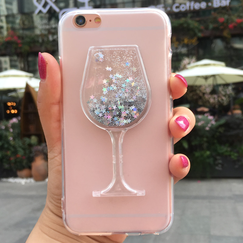 Glitter Liquid Case for TP-Link Neffos X9 C9A C5A Wine Glass Case for TP-Link Neffos C9 Silicone Soft Phone Cases Back Cover