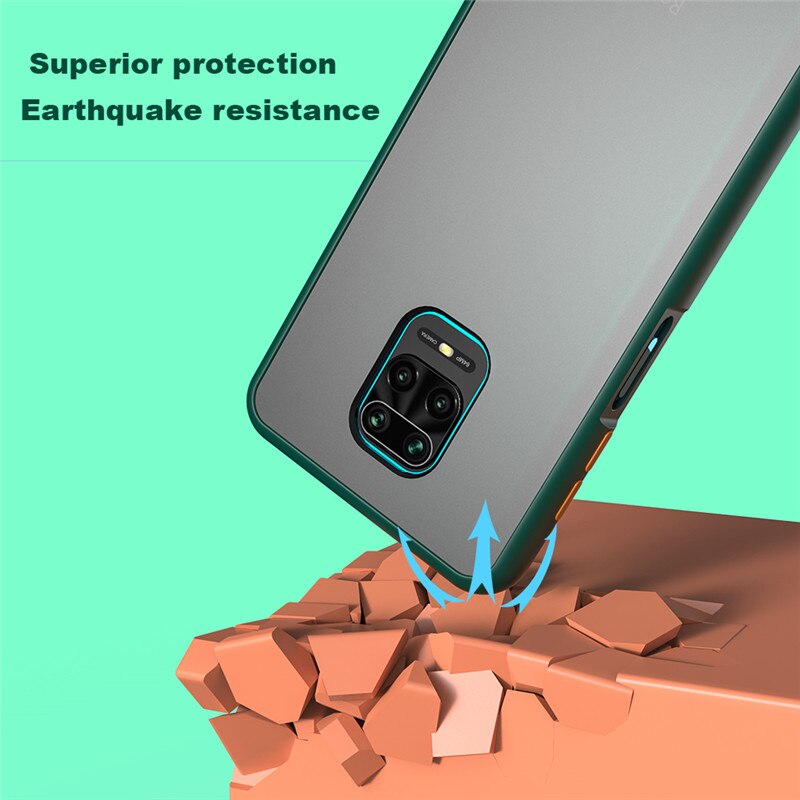 Per Xiaomi Redmi Nota 9S Caso Antiurto Bumper di Colore TPU Cornice Trasparente Della Copertura per la Nota Redmi 9 Pro Max opaco Dura del PC Casi