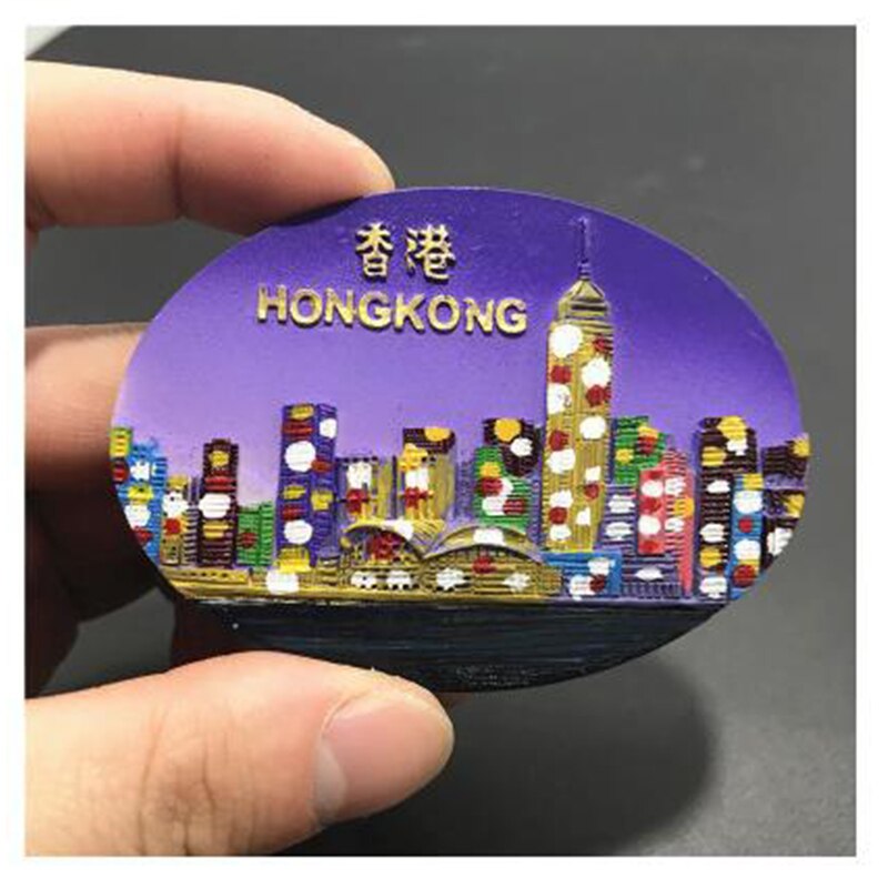 3d Fridge Magnet China Hong Kong World Tourism Fridge Sticker Refrigerator Stickers Decoration Resin Fridge Magnets