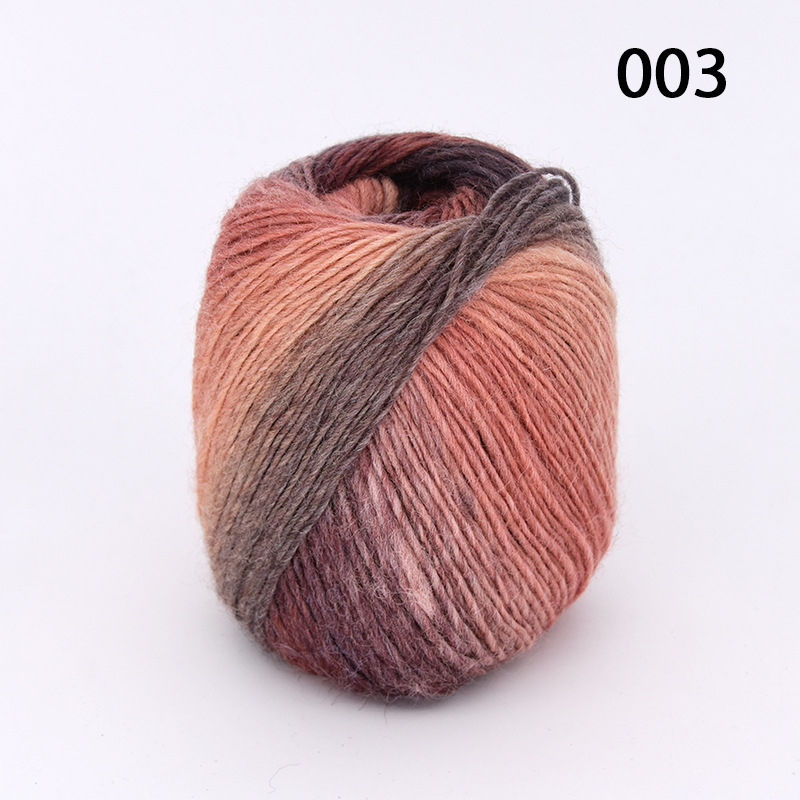 50g/ kugle lang regnbue uld farvning ren uld garn dame sjaler tråd uld hat frakke: 003
