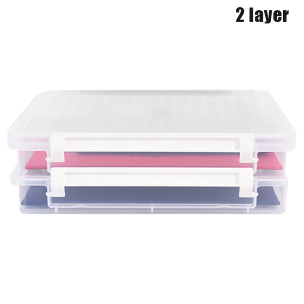 3 Layers File Storage Box Clear Plastic Family Document Cases Desk Paper Organizers A4 Transparent Office Supplies: 2 Layers