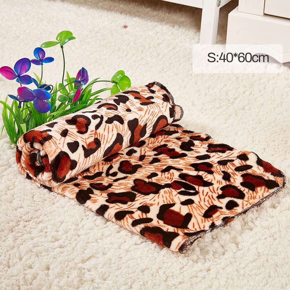 Huisdieren Hond Deken Puppy Slaap Mat Hond Bedden Voor Kleine Honden Winter Badhanddoek Dubbele Fluwelen Warme Zachte Deken Voor honden En Katten: Leopard Print / 60x40cm