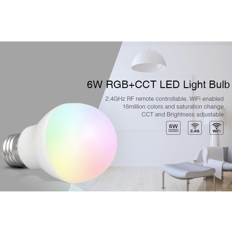 E27 6W Rgb + Cct Led Lamp Slimme Lamp Ac 220V Dimbare Indoor Led Licht Lamp Kan 2.4G Hz Draadloze Afstandsbediening/App/Wifi/Voice Control